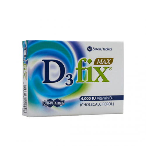 Uni-Pharma D3 Fix Max 4000 IU Συμπλήρωμα Διατροφής Βιταμίνης D3, 60tabs